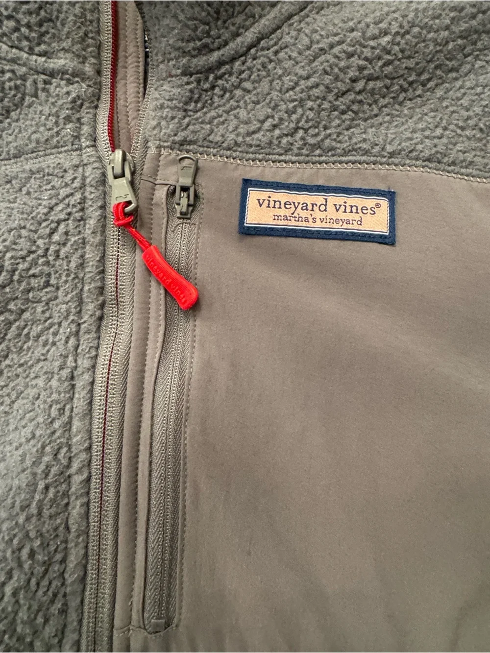 Vineyard Vines Men's Dark Gray Sherpa Half-Zip Pullover